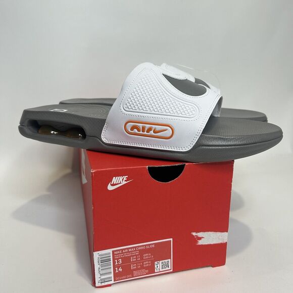 Nike Max Cirro Slides Sandals “White Gray Orange Platinum” 2024